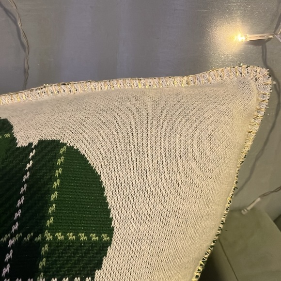 Green Tartan Shamrock Isaac Mizrahi Throw Pillow - Picture 3 of 3